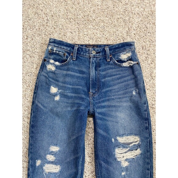 26 Abercrombie & Fitch Annie High-Rise Girlfriend Distressed Raw Fray Hem - Picture 2 of 9